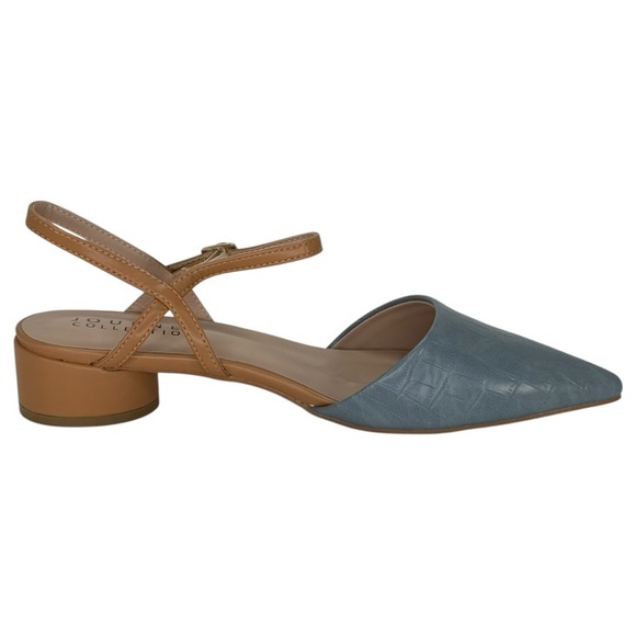 Journee Collection Brynn Blue/Tan Faux Leather Womens Flats Size 8.5M - Picture 5 of 12